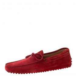 Tod's Red Suede Bow Detail Loafers Size 45 Tod's Red Suede Bow Detail Loafers Size 45
