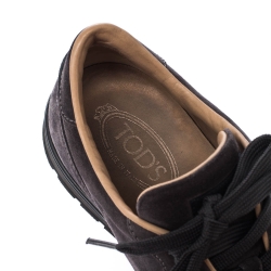 Tod's Dark Grey Suede Trainer Lace Up Sneakers Size 44.5
