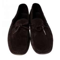 مملوكة مسبقًا Tod's Brown Suede Bow Slip On Loafers Size 42