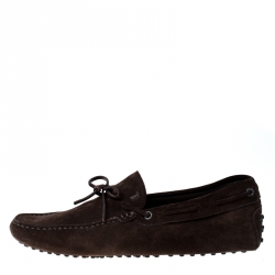مملوكة مسبقًا Tod's Brown Suede Bow Slip On Loafers Size 42