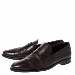 مملوكة مسبقًا حذاء لوفرز تودز بيني جلد بني مقاس 44.5