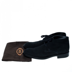 Pre Owned Tod's Dark Blue Suede Lace Up Desert Boots Size 44.5