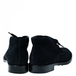 Pre Owned Tod's Dark Blue Suede Lace Up Desert Boots Size 44.5