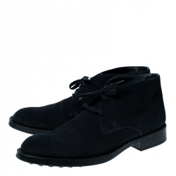 Pre Owned Tod's Dark Blue Suede Lace Up Desert Boots Size 44.5