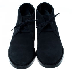 Pre Owned Tod's Dark Blue Suede Lace Up Desert Boots Size 44.5