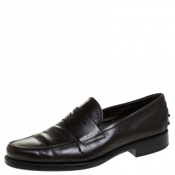 مملوكة مسبقًا حذاء لوفرز تودز جلد بني سليب أون مقاس 44