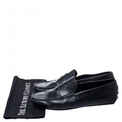 Pre Owned Tod's Black Leather Gommino Loafers Size 42.5