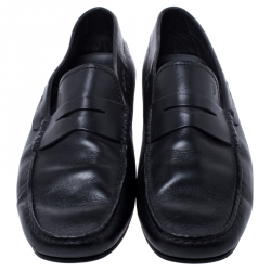 Pre Owned Tod's Black Leather Gommino Loafers Size 42.5