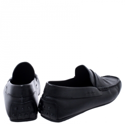 Pre Owned Tod's Black Leather Gommino Loafers Size 42.5