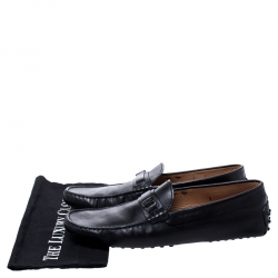 Pre Owned Tod's Black Leather Gommino Loafers Size 43