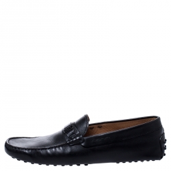 Pre Owned Tod's Black Leather Gommino Loafers Size 43