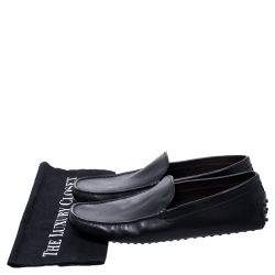 Pre Owned Tod's Black Leather Gommino Loafers Size 42