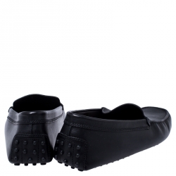Pre Owned Tod's Black Leather Gommino Loafers Size 42