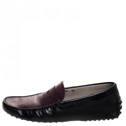 Pre Owned حذاء لوفرز تودز بيني جلد ثنائي اللون مقاس 41