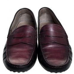 Pre Owned حذاء لوفرز تودز بيني جلد ثنائي اللون مقاس 41