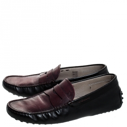 Pre Owned حذاء لوفرز تودز بيني جلد ثنائي اللون مقاس 41