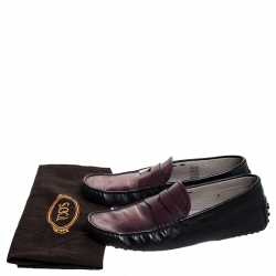 Pre Owned حذاء لوفرز تودز بيني جلد ثنائي اللون مقاس 41