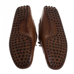 مملوكة مسبقًا حذاء لوفرز تودز فيونكة سليب أون جلد بني مقاس 42