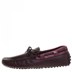 Pre Owned Tod's Brown Textured Leather Bow Slip On Loafers Size 40