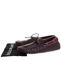 Pre Owned Tod's Brown Textured Leather Bow Slip On Loafers Size 40