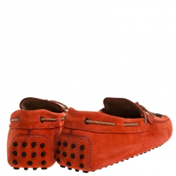Pre Owned Tod's Orange Nubuck Leather  New Gommini Loafers Size 42.5