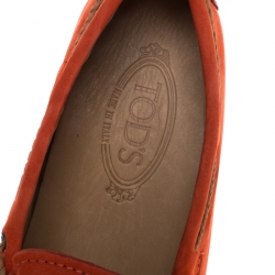 Pre Owned Tod's Orange Nubuck Leather  New Gommini Loafers Size 42.5