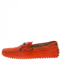 Pre Owned Tod's Orange Nubuck Leather  New Gommini Loafers Size 42.5