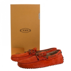 Pre Owned Tod's Orange Nubuck Leather  New Gommini Loafers Size 42.5