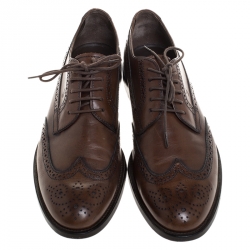 مملوكة مسبقًا حذاء ديربي تودز رباط علوي جلد بروغي بني مقاس 41.5