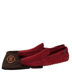 Pre Owned Tod's for Ferrari Red Suede Loafers Size 41