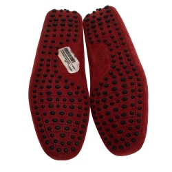 Pre Owned Tod's for Ferrari Red Suede Loafers Size 41