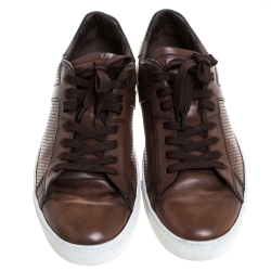Tod's Brown Perforated Leather Low Top Sneakers Size 44