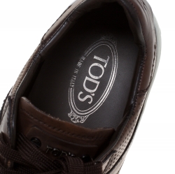 Tod's Brown Perforated Leather Low Top Sneakers Size 44