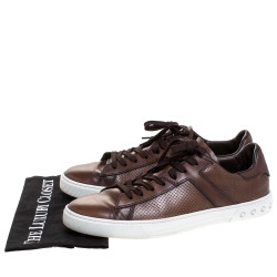 Tod's Brown Perforated Leather Low Top Sneakers Size 44