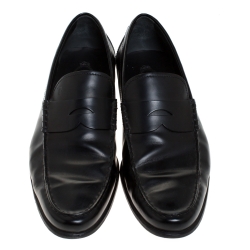 مملوكة مسبقًا Tod's Black Leather Penny Slip On Loafers Size 45