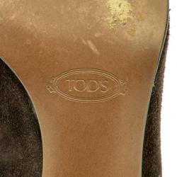 Pre Owned Tod's Brown Suede Brogue Oxford Shoes Size 39