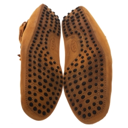 Pre Owned Tod's Tan Suede Bow Detail Driving Loafers Size 44
