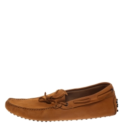 Pre Owned Tod's Tan Suede Bow Detail Driving Loafers Size 44