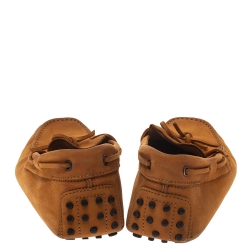 Pre Owned Tod's Tan Suede Bow Detail Driving Loafers Size 44