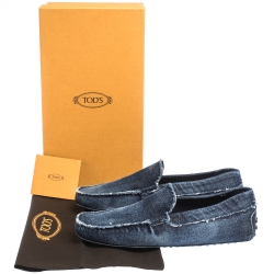 Pre Owned Tod's Denim Fabric Slip On Loafers Size 43