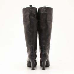 مملوكة مسبقًا Tod's Black Leather Tall Boots Size 39.5
