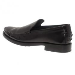 Pre Owned Tod's Black Leather Slip On Loafers Size 41