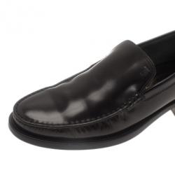 Pre Owned Tod's Black Leather Slip On Loafers Size 41