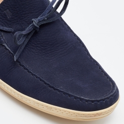 Pre Owned Tod's Blue Nubuck Slip On Loafers Size 44.5