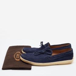 Pre Owned Tod's Blue Nubuck Slip On Loafers Size 44.5