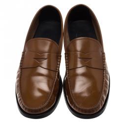 Pre Owned Tod's Caramel Brown Leather Penny Loafers Size 41.5