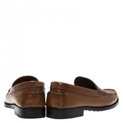 Pre Owned Tod's Caramel Brown Leather Penny Loafers Size 41.5
