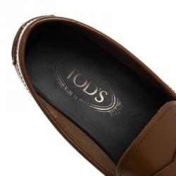 Pre Owned Tod's Caramel Brown Leather Penny Loafers Size 41.5