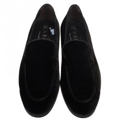 Pre Owned Tod's Dark Brown Velvet Loafers Size 41.5