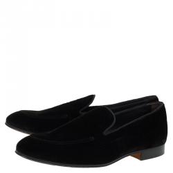 Pre Owned Tod's Dark Brown Velvet Loafers Size 41.5